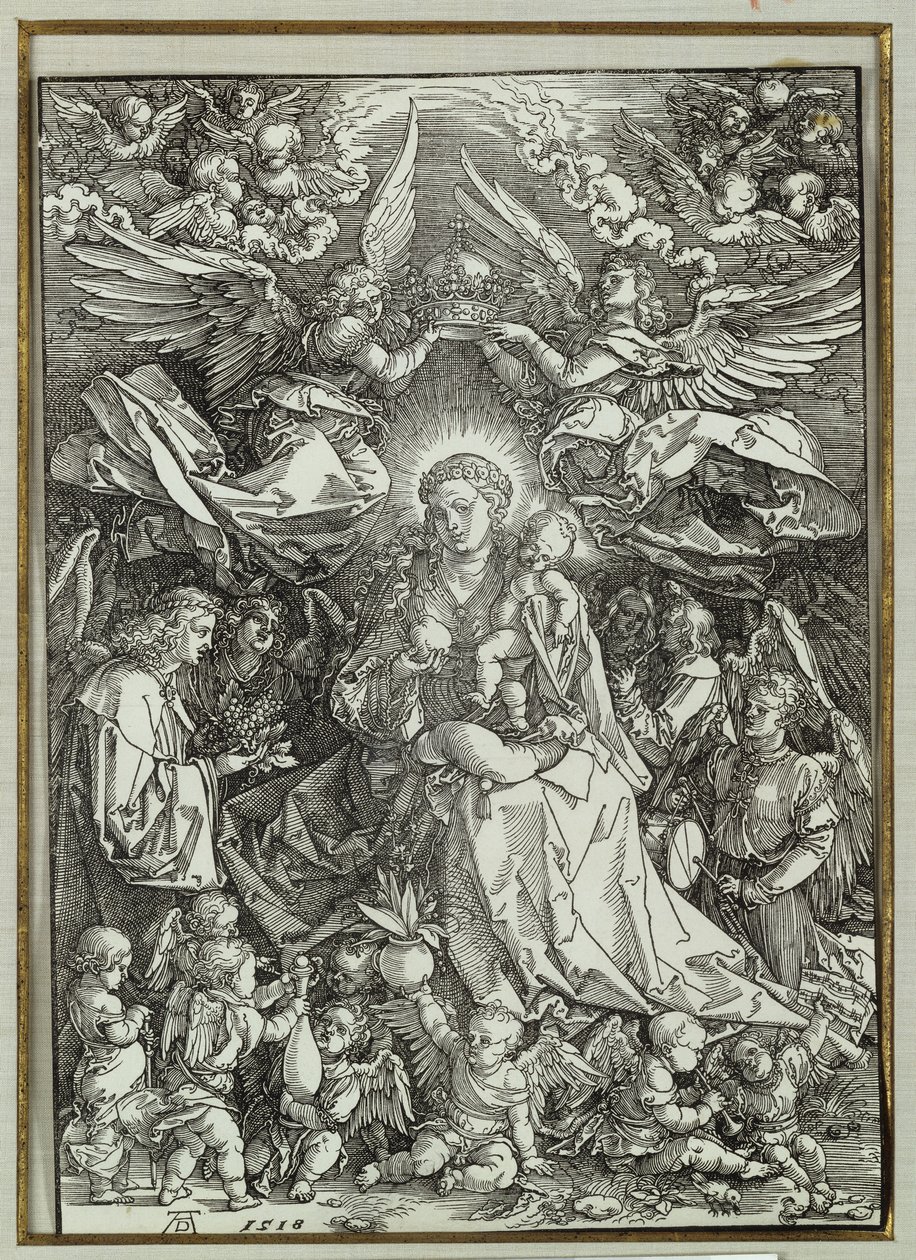 Neitsyt ja lapsi enkelien ympäröimänä, 1518 tekijältä Albrecht Dürer