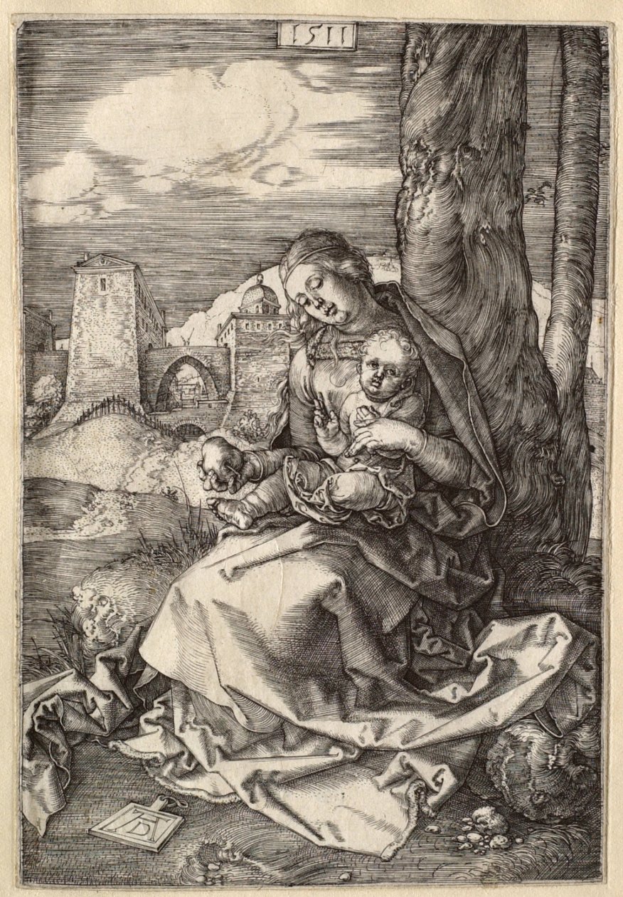 Neitsyt ja lapsi sekä päärynä tekijältä Albrecht Dürer