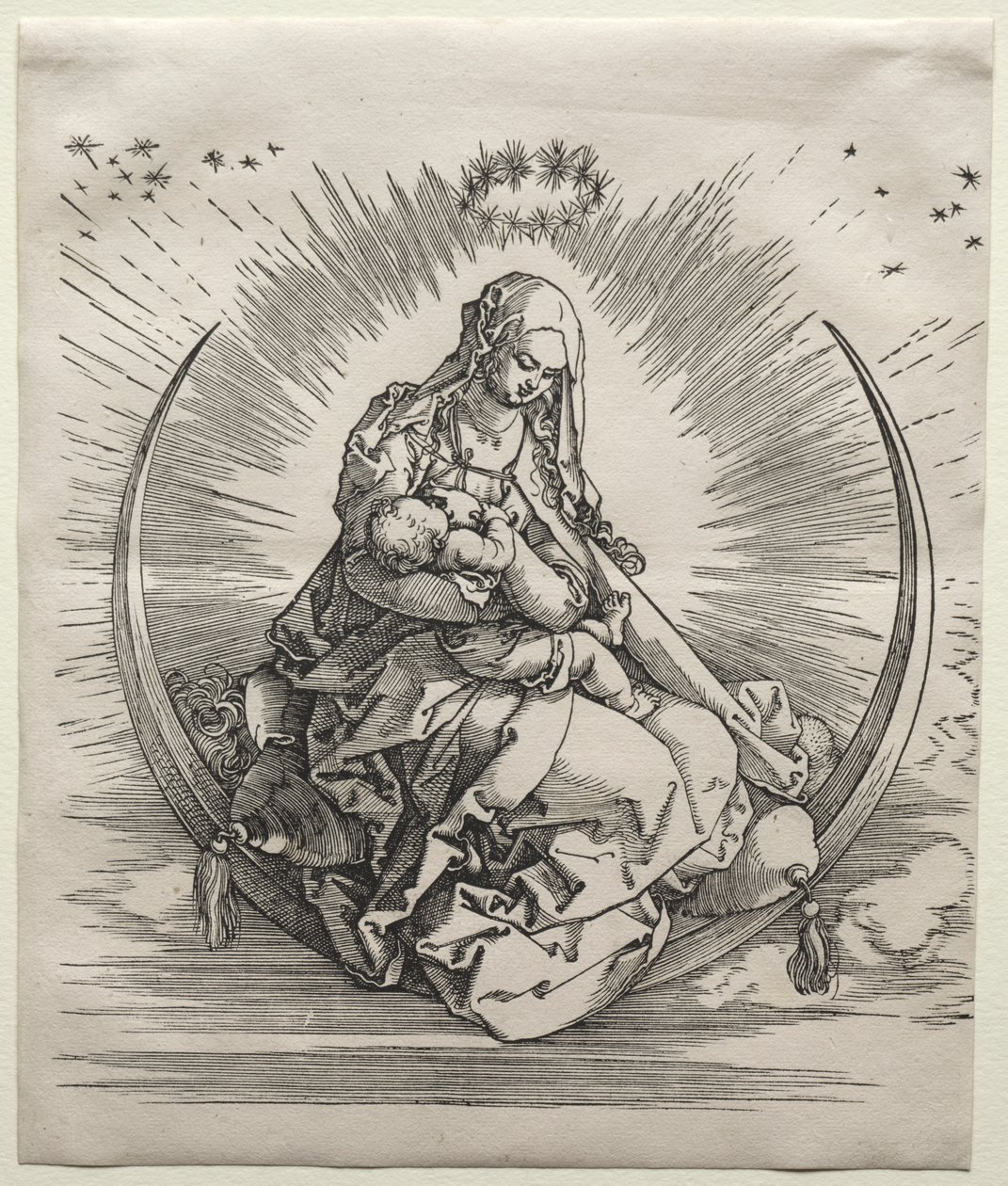 Neitsyt puolikuun päällä, n. 1510-1511. tekijältä Albrecht Dürer
