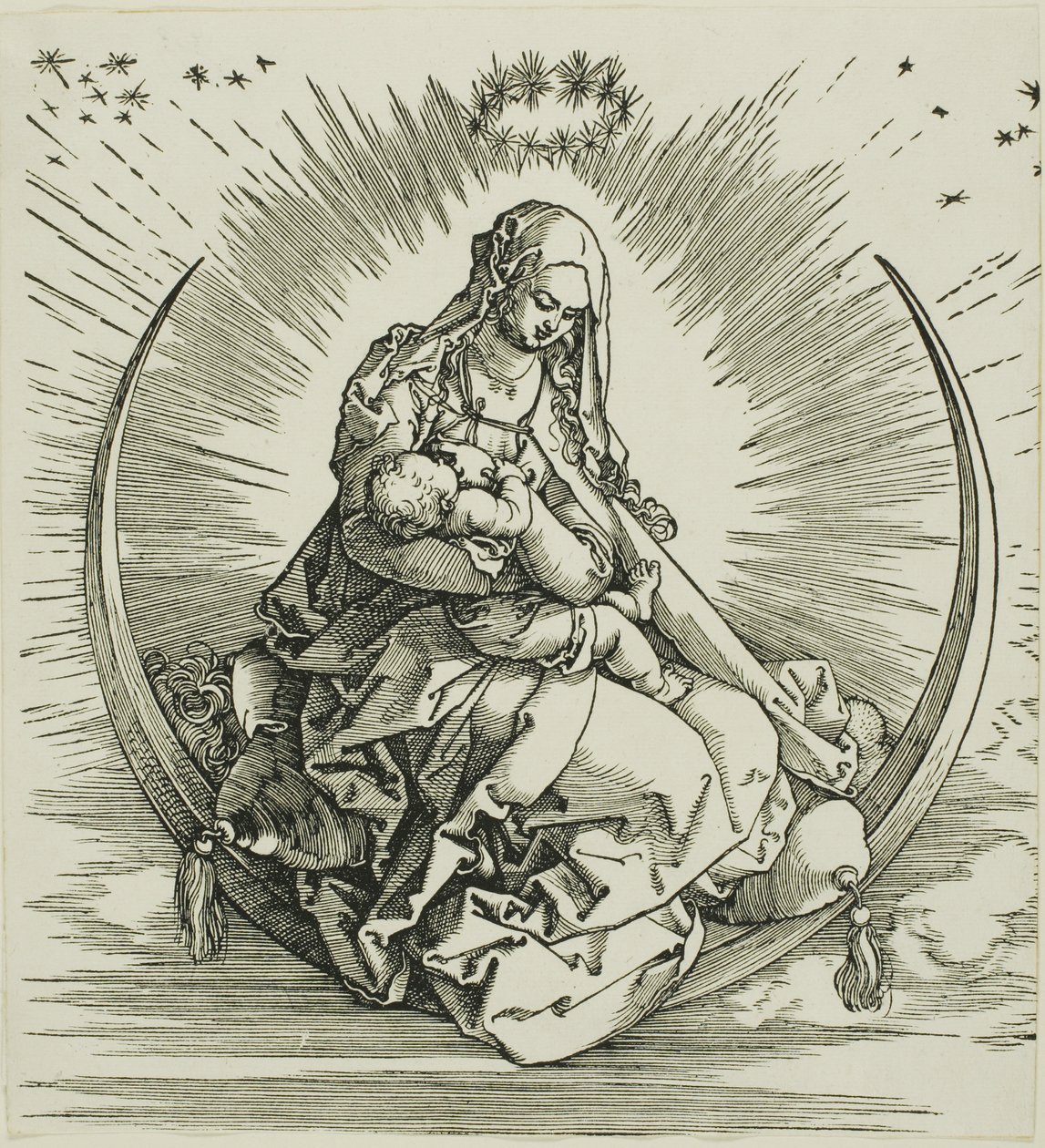 Neitsyt puolikuussa, teoksesta The Life of the Virgin tekijältä Albrecht Dürer