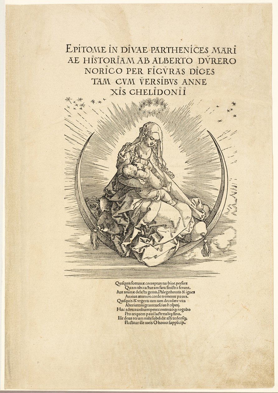 Neitsyt puolikuussa, teoksesta The Life of the Virgin tekijältä Albrecht Dürer