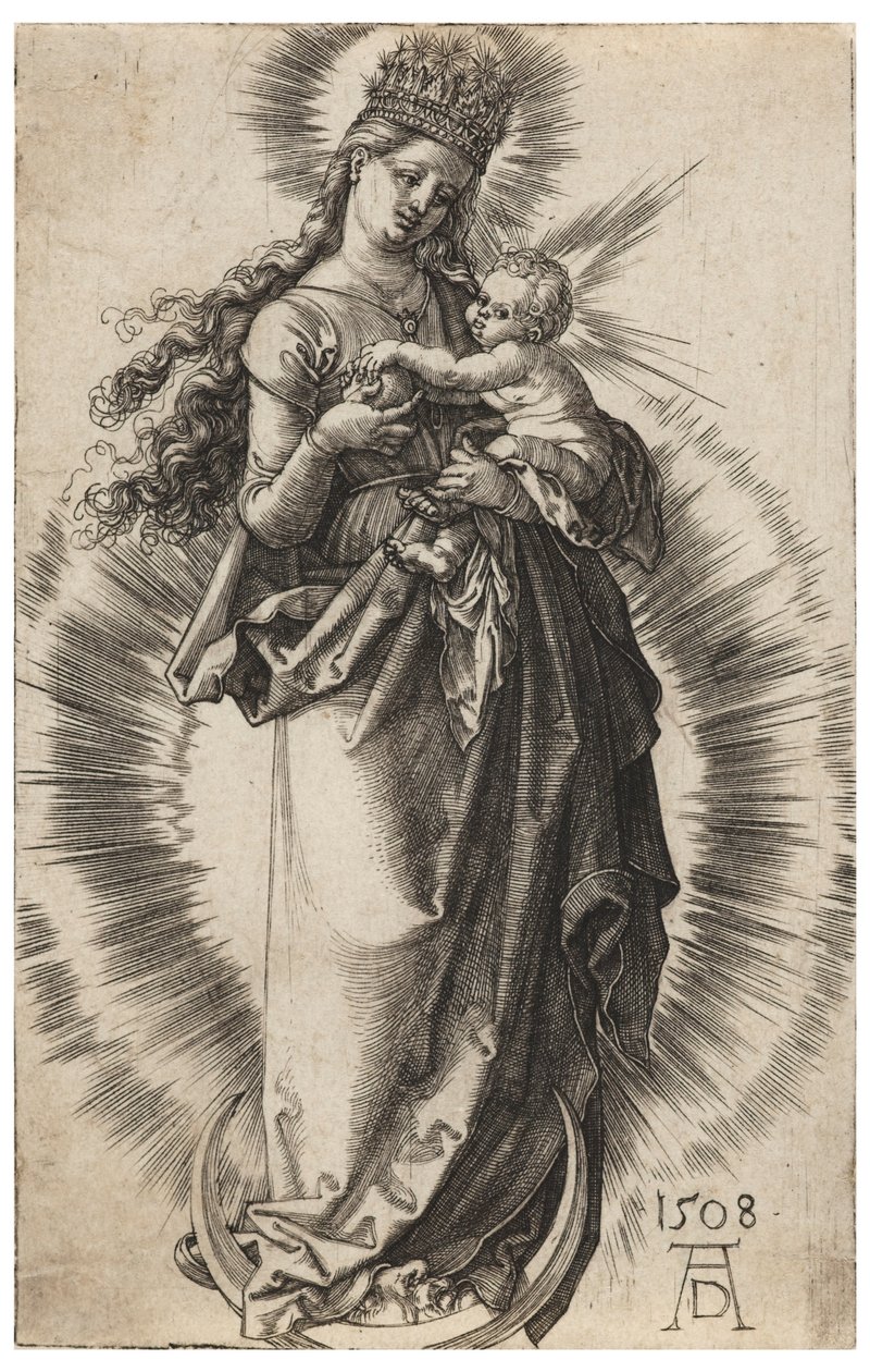 Neitsyt tähtikruunun kanssa tekijältä Albrecht Dürer