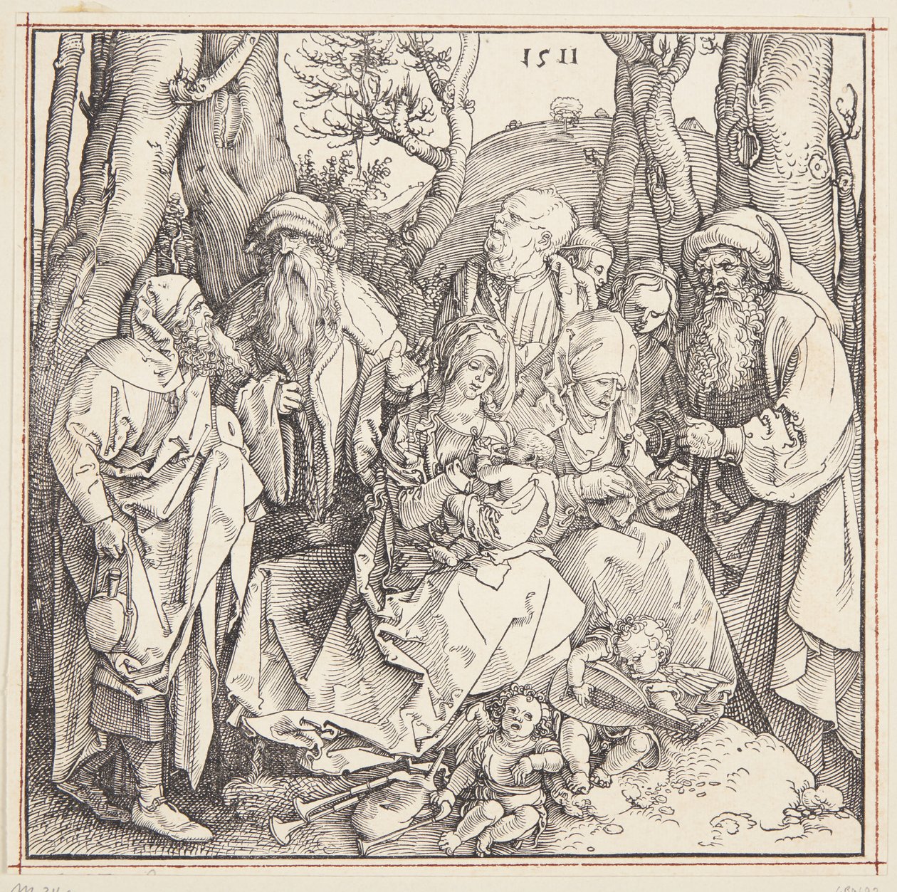 Pyhä sukulaisuus enkelien kanssa tekijältä Albrecht Dürer