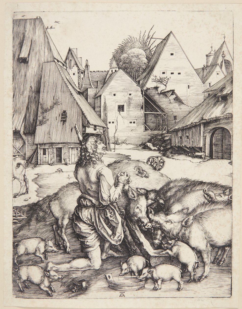 Tuhlaajapoika sikojen keskellä tekijältä Albrecht Dürer