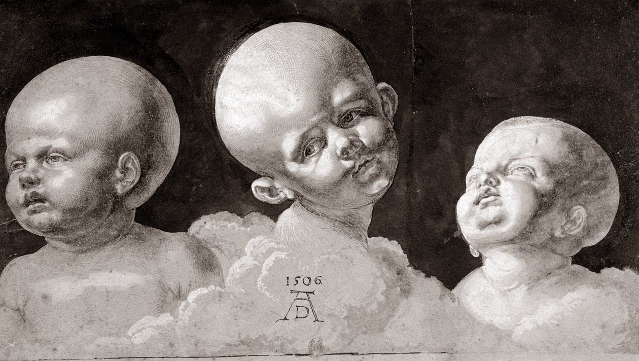 Kolme lasten päätä, 1506 tekijältä Albrecht Dürer