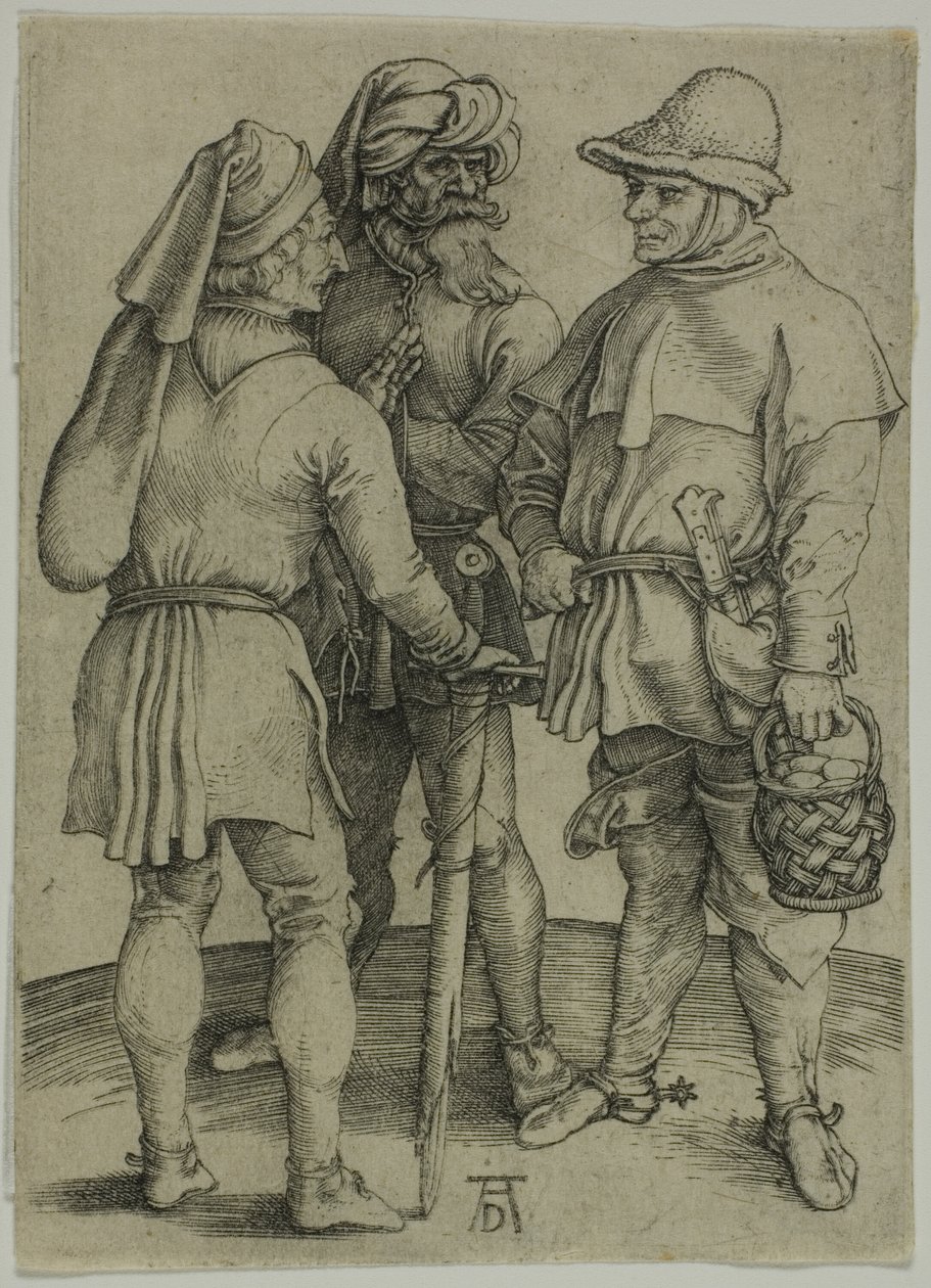 Kolme talonpoikaa keskustelussa tekijältä Albrecht Dürer