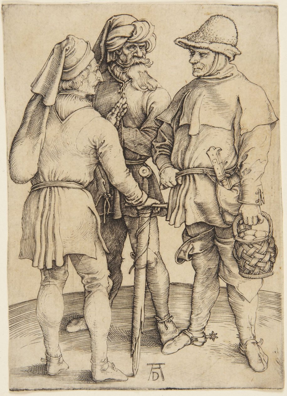 Kolme talonpoikaa keskustelemassa tekijältä Albrecht Dürer