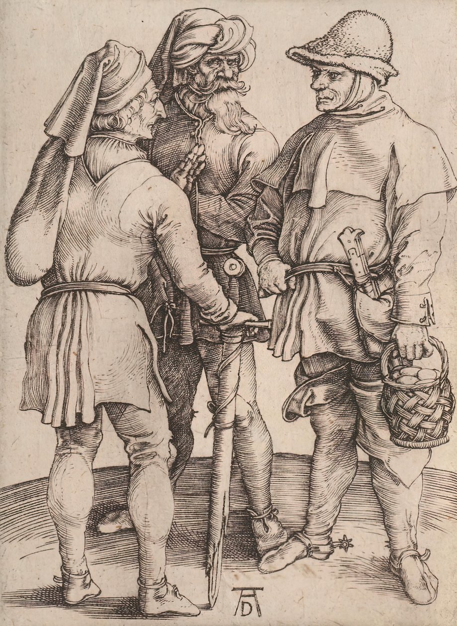 Kolme talonpoikaa keskustelussa, 1497-1498. tekijältä Albrecht Dürer