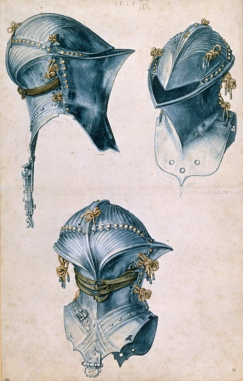 Kolme näkymää Turnajakypärästä, n. 1500. tekijältä Albrecht Dürer
