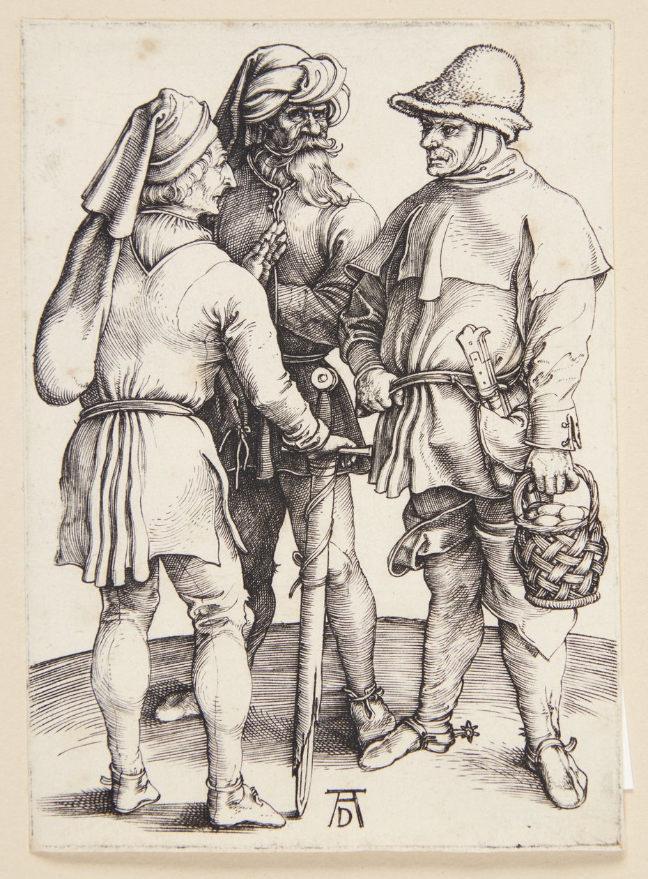 Kolme talonpoikaa keskustelussa tekijältä Albrecht Dürer