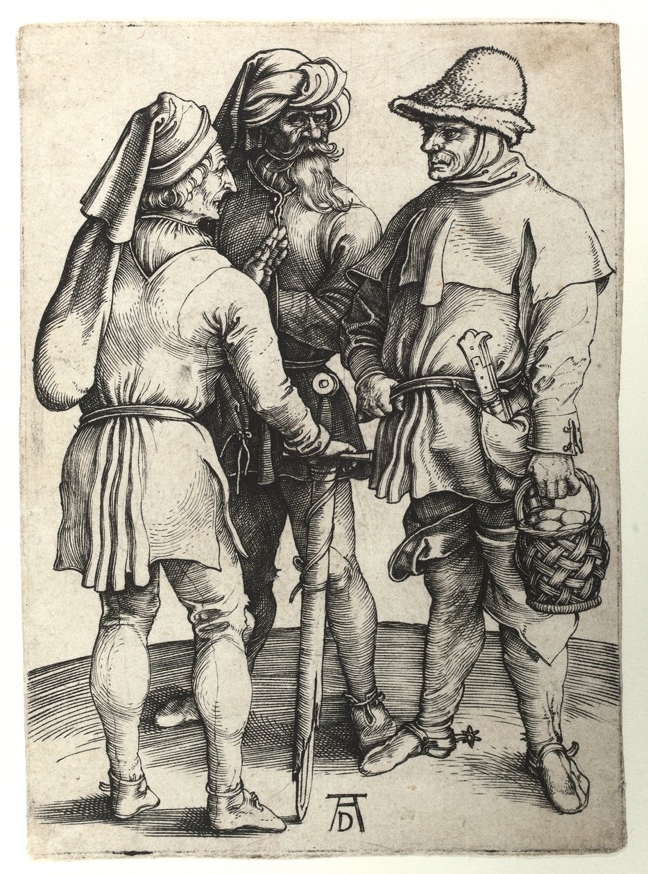 Kolme kyläläistä keskustelussa, n.1497 tekijältä Albrecht Dürer