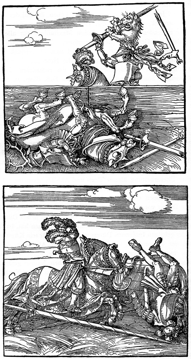 Turnauskohtaukset, 1515-1516, 1936 tekijältä Albrecht Dürer