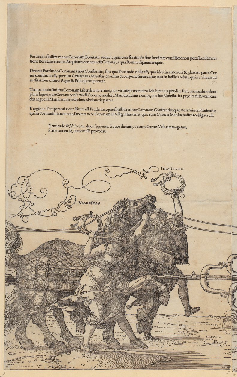 Velocitas, lehti 5 sarjasta "Suuret riemuvaunut" tekijältä Albrecht Dürer