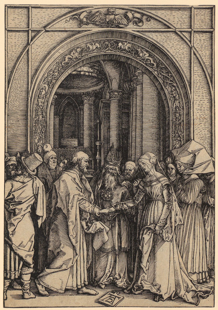 Marian kihlaus, sivu 7 sarjasta ”Marian elämä” tekijältä Albrecht Dürer
