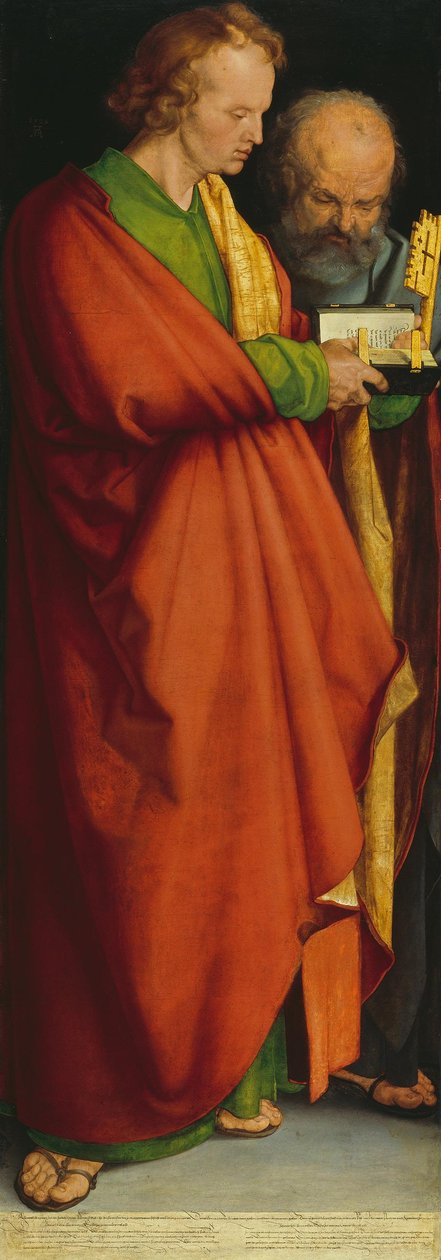 Vier Apostel: Heilige Johannes Ev. und Petrus tekijältä Albrecht Dürer