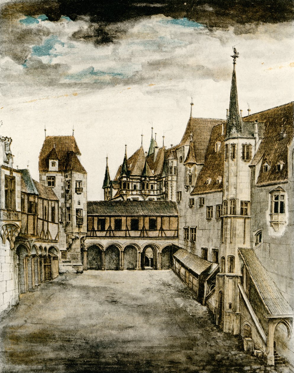 Näkymä linnan sisäpihalle tekijältä Albrecht Dürer