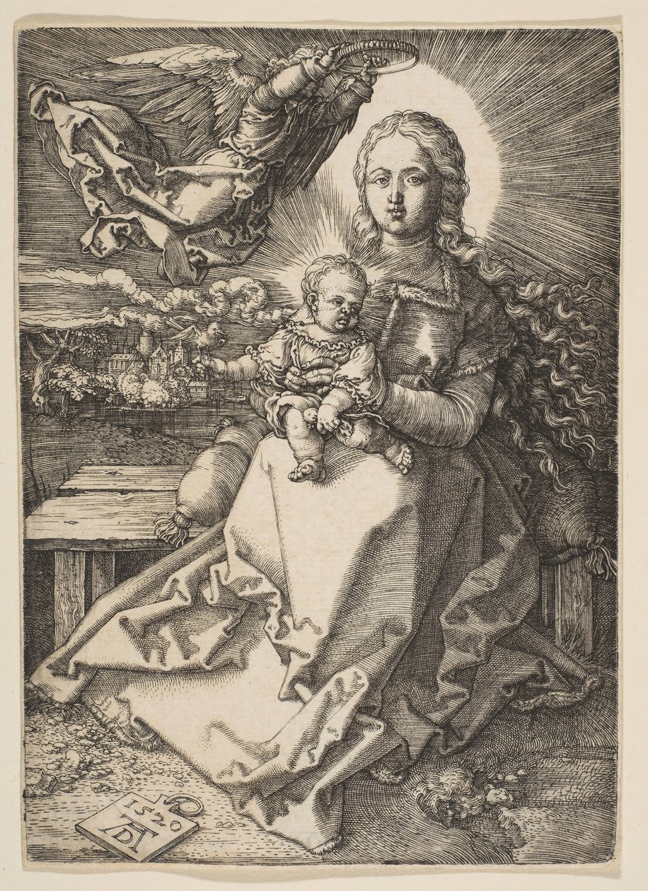 Enkelin kruunaama neitsyt ja lapsi, 1520. tekijältä Albrecht Dürer