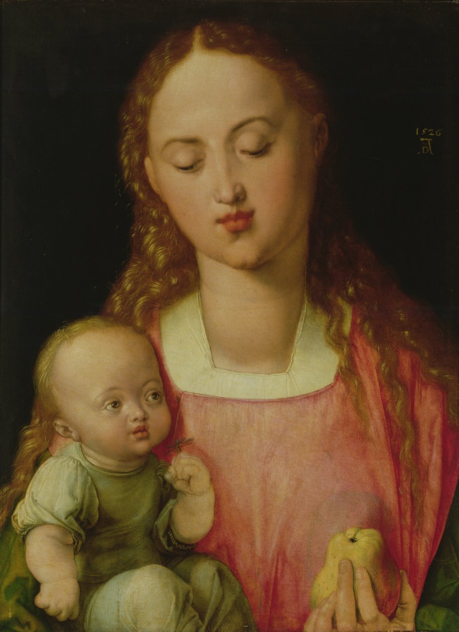 Neitsyt ja lapsi, tunnetaan myös nimellä Neitsyt ja päärynä, 1526 tekijältä Albrecht Dürer