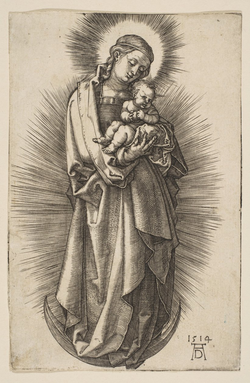 Neitsyt ja lapsi puolikuussa diadeemin kanssa, 1514. tekijältä Albrecht Dürer