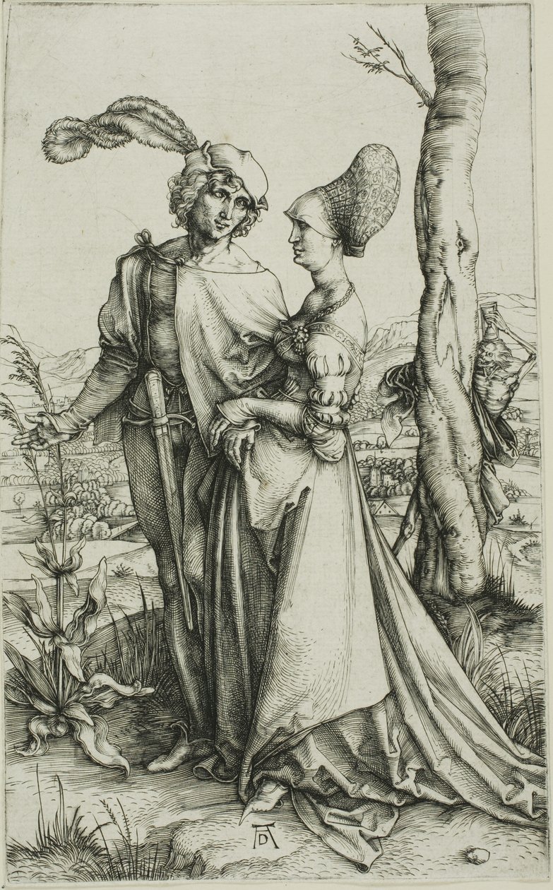 Kuoleman uhkaama nuori pari (Promenade) tekijältä Albrecht Dürer