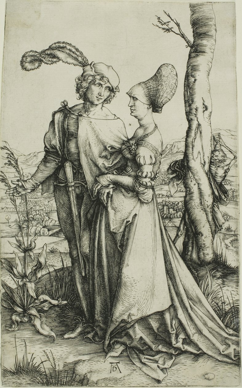 Kuoleman uhkaama nuori pari (Promenade) tekijältä Albrecht Dürer
