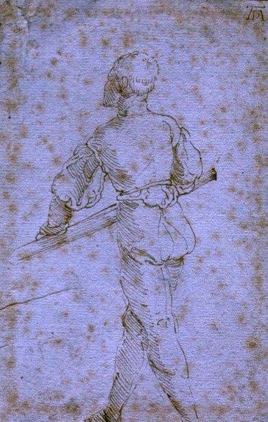 Mies airon kanssa, n. 1520-21 (kynä ja muste paperille) tekijältä Albrecht Dürer