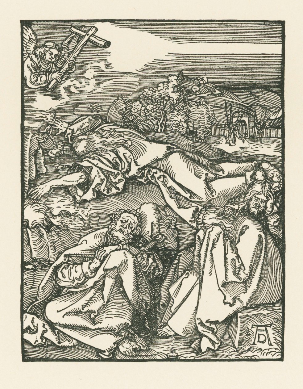 Agonia puutarhassa - Kristus Öljymäellä, noin 1508-09 (puupiirros). tekijältä Albrecht Dürer or Duerer