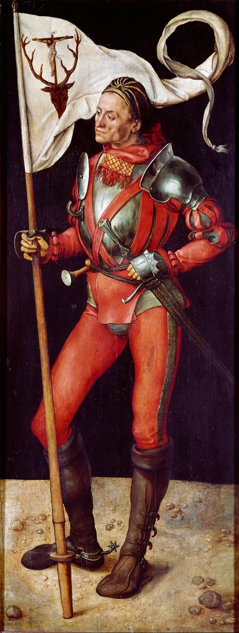 Alttaritaulu Paumgartner: "" Pyhä Eustachius"" Albrecht Durerin (1471-1528) maalaus 1504 noin. Aurinko. 157x61 cm München, Alte Pinakothek tekijältä Albrecht Dürer
