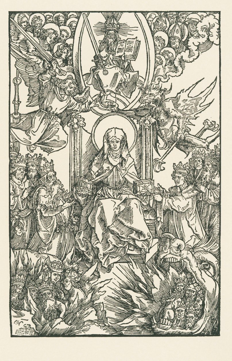 Birgitta antaa teoksensa keisarille, kuninkaille ja ruhtinaille. tekijältä Albrecht Dürer or Duerer