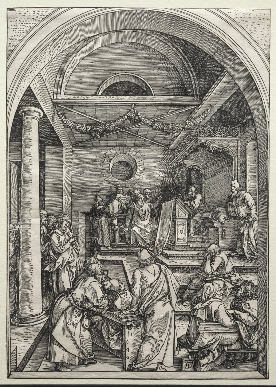 Kristus kiistelee lääkäreiden kanssa, n. 1503-1504 (puupiirros) tekijältä Albrecht Dürer or Duerer