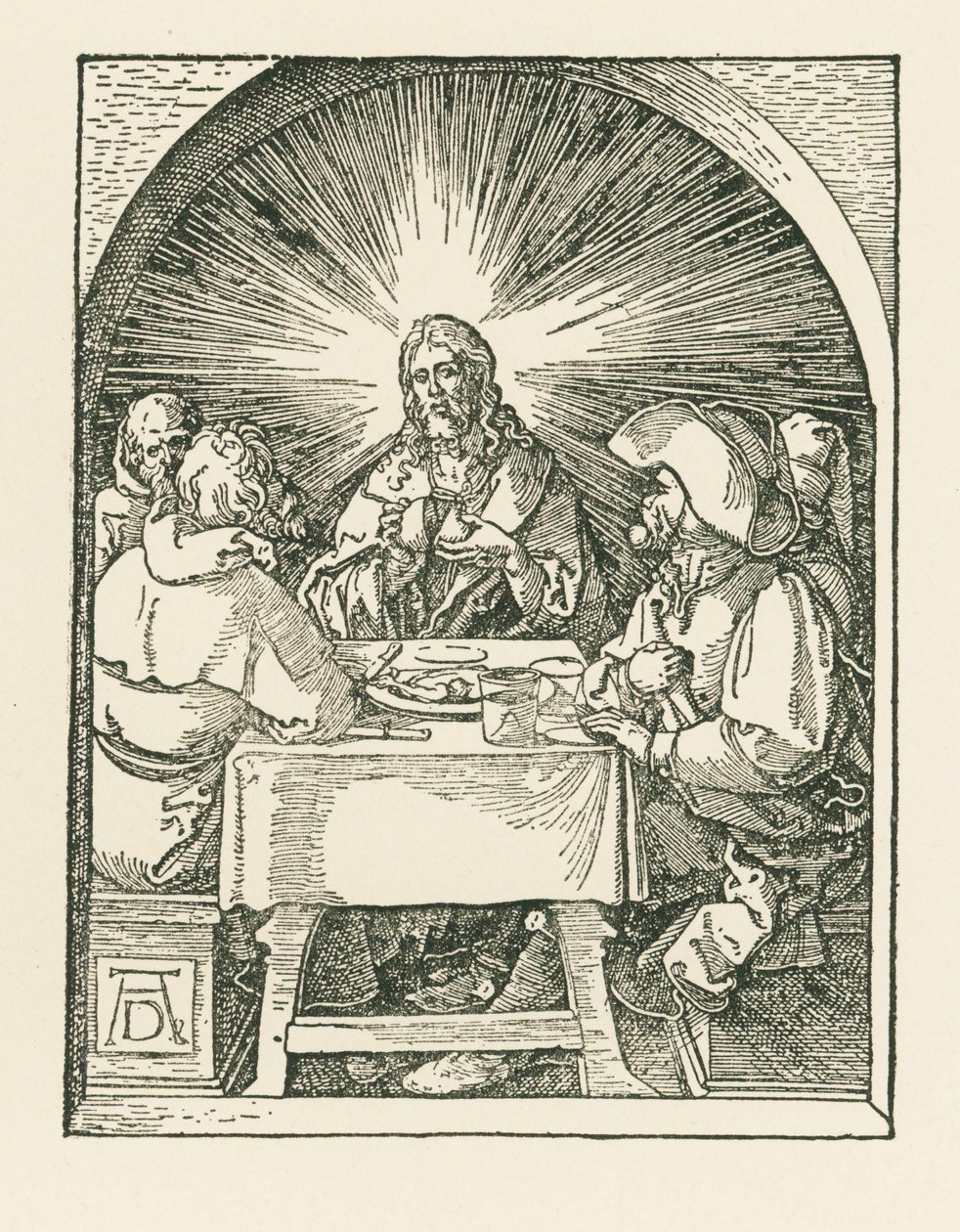 Kristus ja opetuslapset Emmauksessa, noin 1510 (puupiirros). tekijältä Albrecht Dürer or Duerer