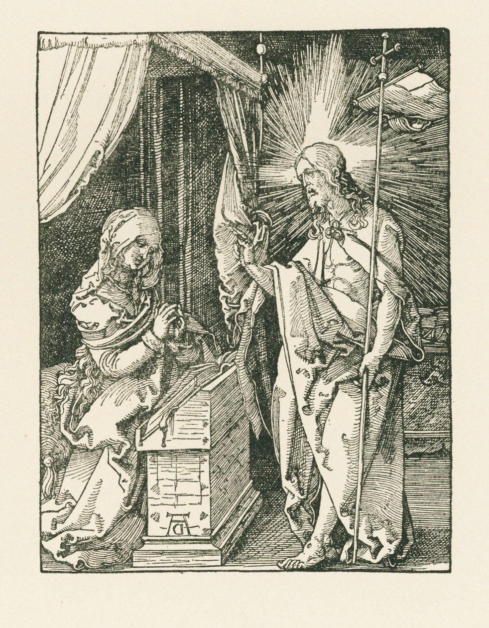 Kristus ilmestyy äidilleen, noin 1510 (puupiirros). tekijältä Albrecht Dürer or Duerer