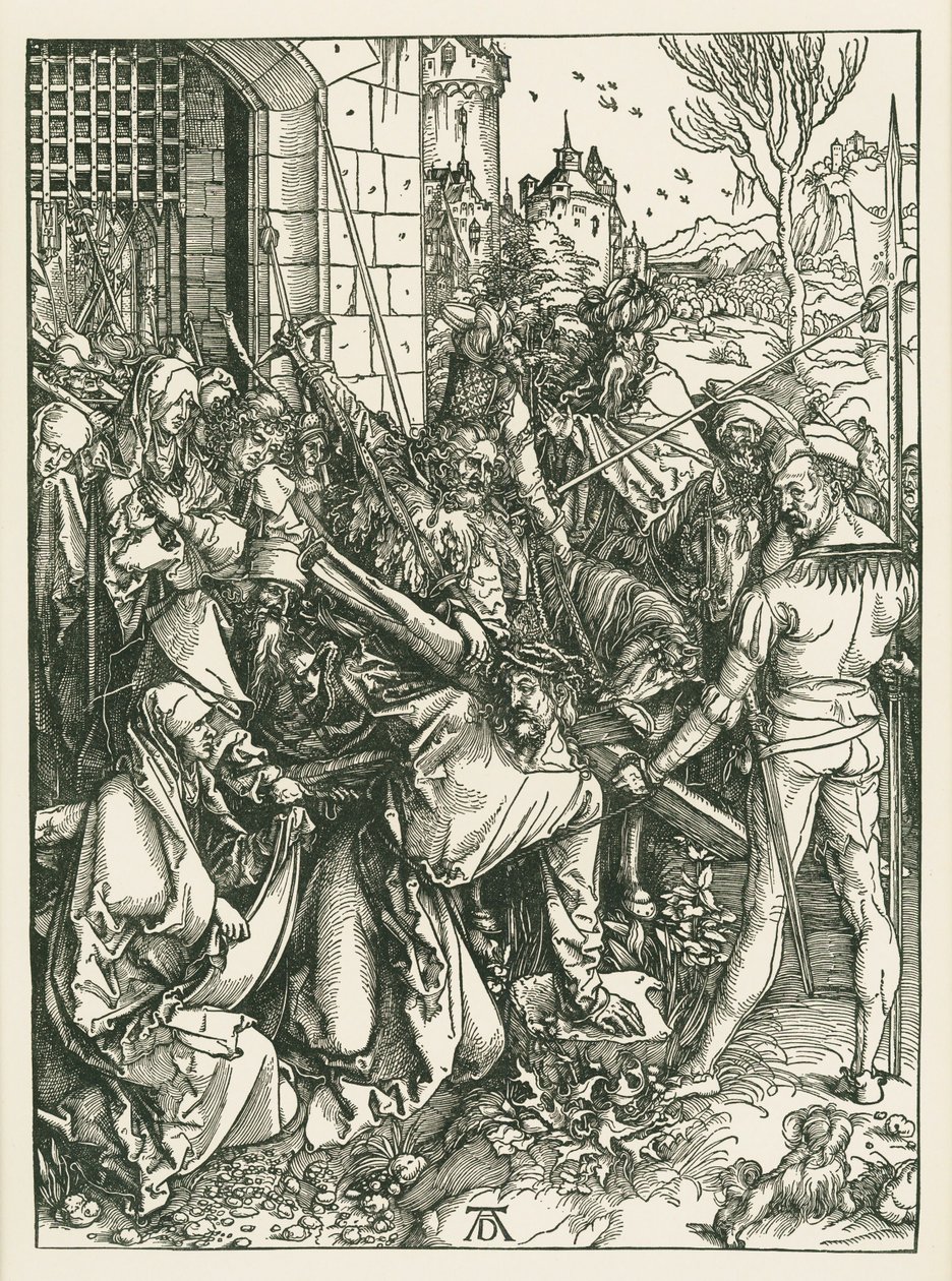 Kristus kantaa ristiä, noin 1498-99 (puupiirros). tekijältä Albrecht Dürer or Duerer