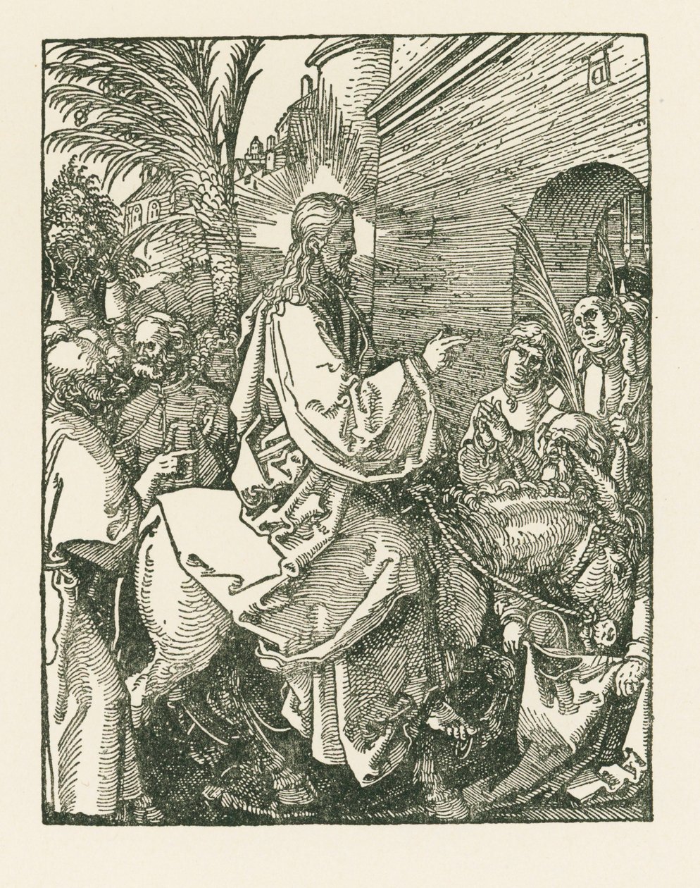 Kristuksen astuminen Jerusalemiin, noin 1508-09 (puupiirros). tekijältä Albrecht Dürer or Duerer