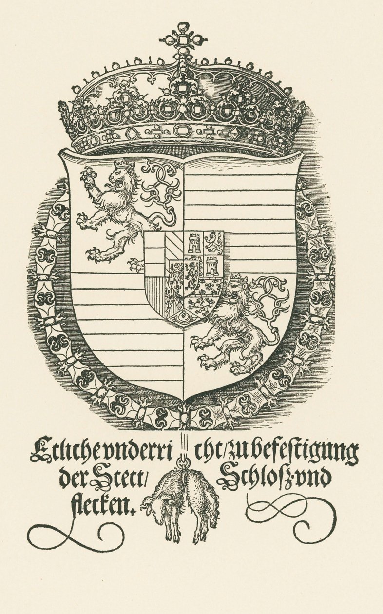 Böömin ja Unkarin kuninkaan Ferdinand I:n vaakuna. tekijältä Albrecht Dürer or Duerer