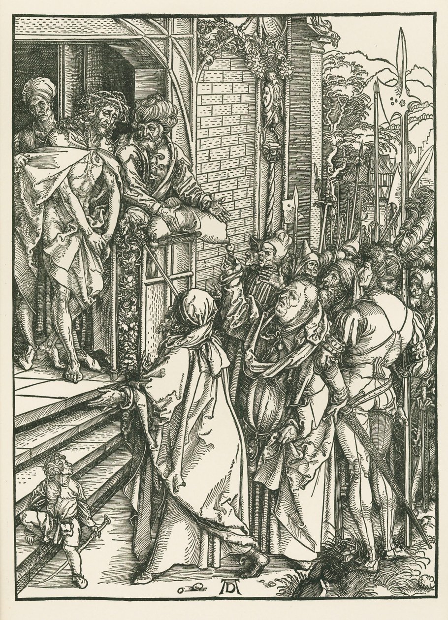 Ecce Homo, noin 1498 (puupiirros). tekijältä Albrecht Dürer or Duerer