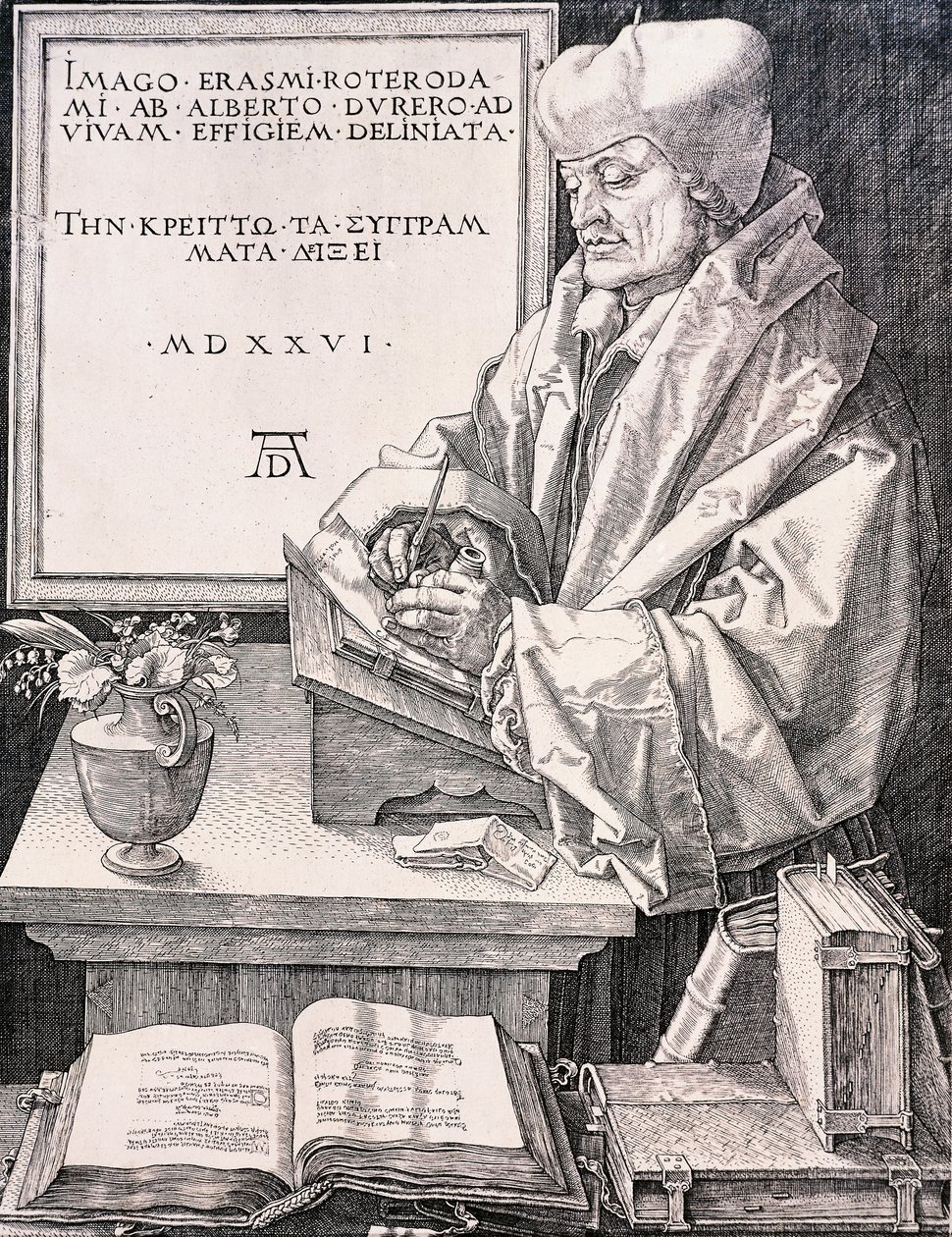 Erasmus Rotterdamilainen (Rotterdam 1466-1469 - Basel 1536), humanisti ja teologi tekijältä Albrecht Dürer