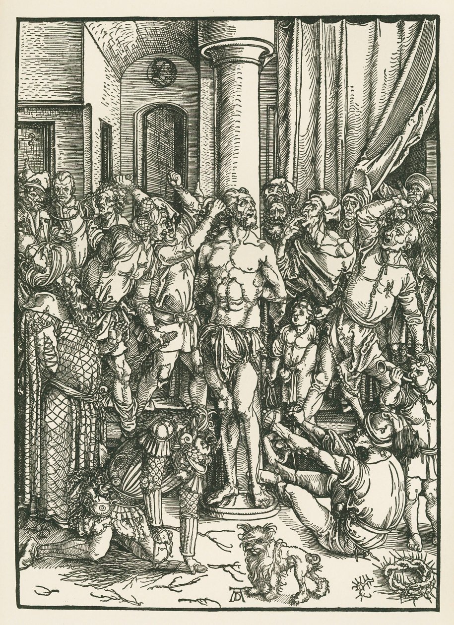 Kristuksen ruoskiminen, n.1496-97 (puupiirros). tekijältä Albrecht Dürer or Duerer