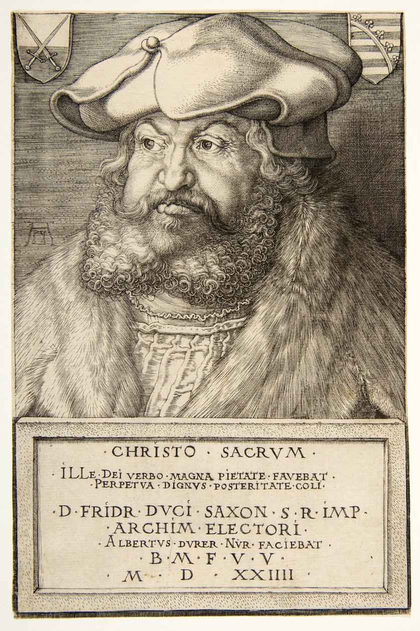 Frederick Viisas, Saksin vaaliruhtinas, pubi. 1524 (kaiverrus) tekijältä Albrecht Dürer