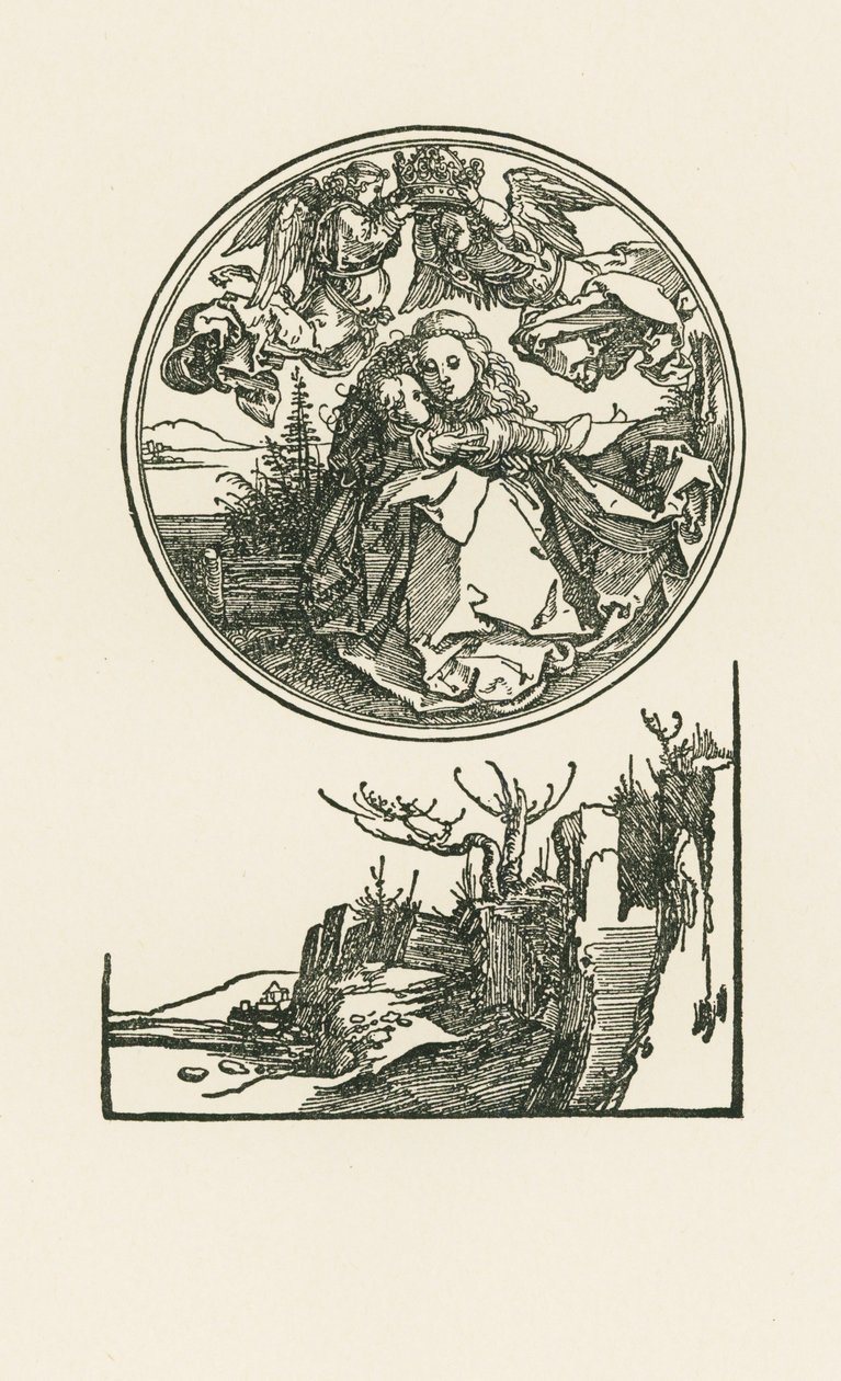 Madonna ympyrässä, n.1514 (puupiirros) tekijältä Albrecht Dürer or Duerer