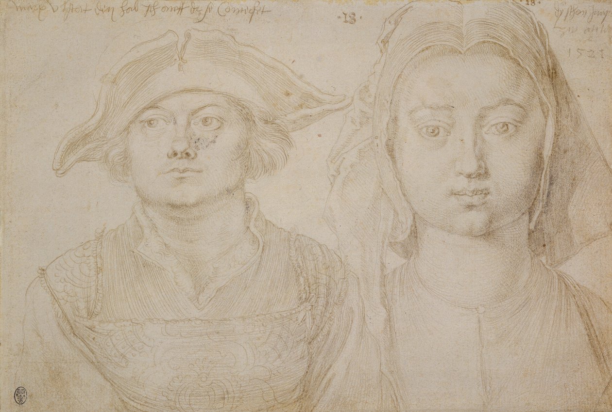 Marx Ulstat; Antwerpenin kaunis nuori nainen, n. 1520–1521 (hopeakärki, pohjamaalattu norsunluun väriselle paperille) tekijältä Albrecht Dürer or Duerer