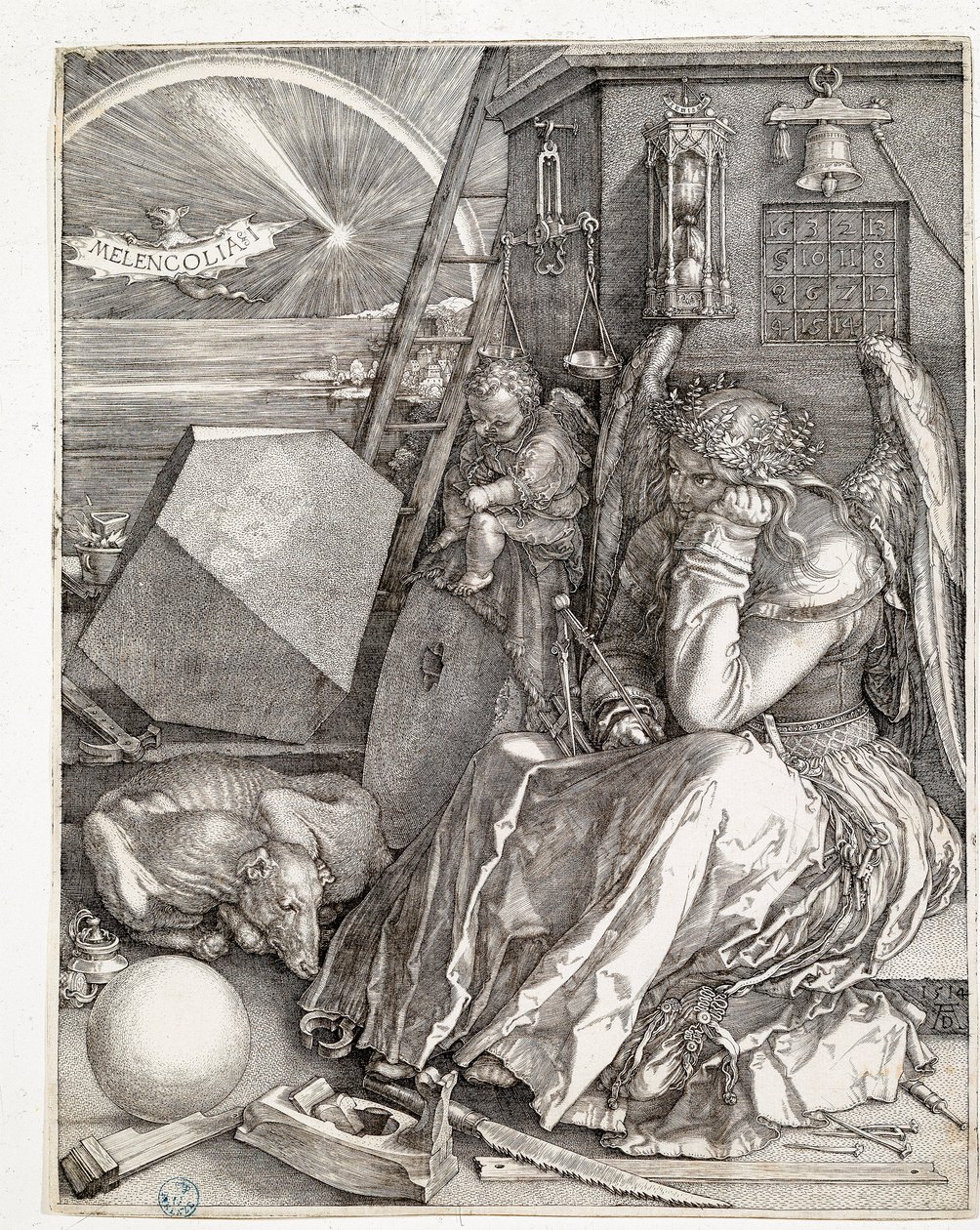 Melancholia I (kaiverrus tekijältä Albrecht Dürer