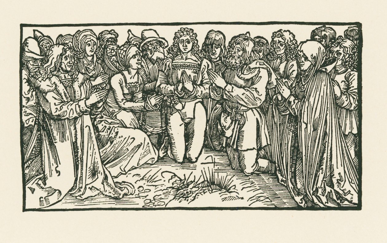 Miehet ja naiset rukoilemassa tekijältä Albrecht Dürer or Duerer