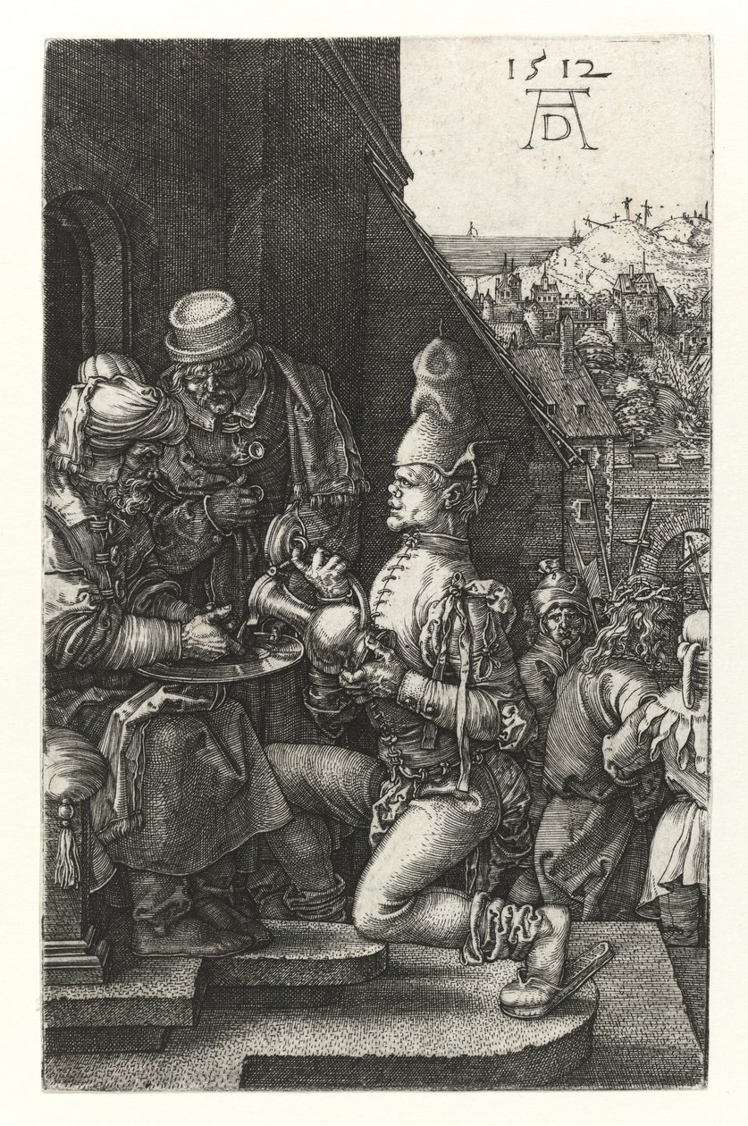 Pilatus pesee kätensä, 1512 tekijältä Albrecht Dürer
