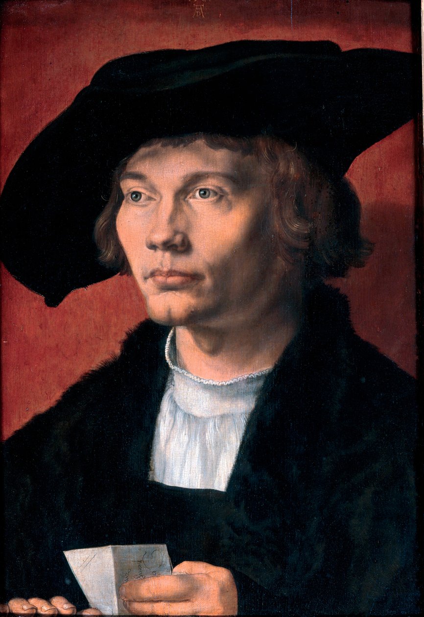 Bernhard von Reesenin muotokuva, taiteenkeräilijä ne en 1490 - Bernhard von Reesenin muotokuva - Albrecht Durerin (1471-1528) maalaus Öljy puulle 1521 (45,5x31,5 cm) - Valtion taidegalleria, Dresden tekijältä Albrecht Dürer