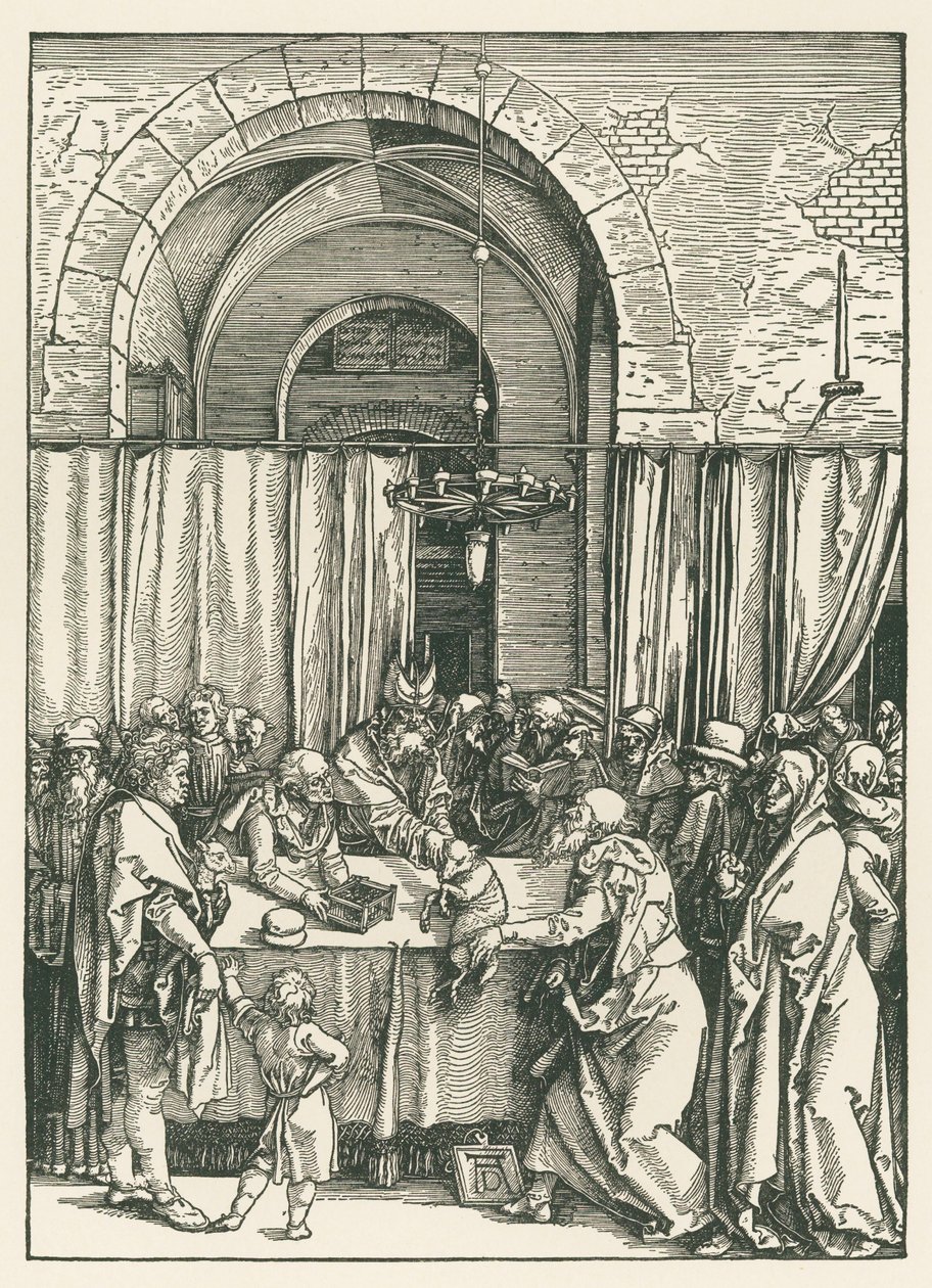 Joakimin uhrilahjan hylkääminen, noin 1504 (puupiirros). tekijältä Albrecht Dürer or Duerer