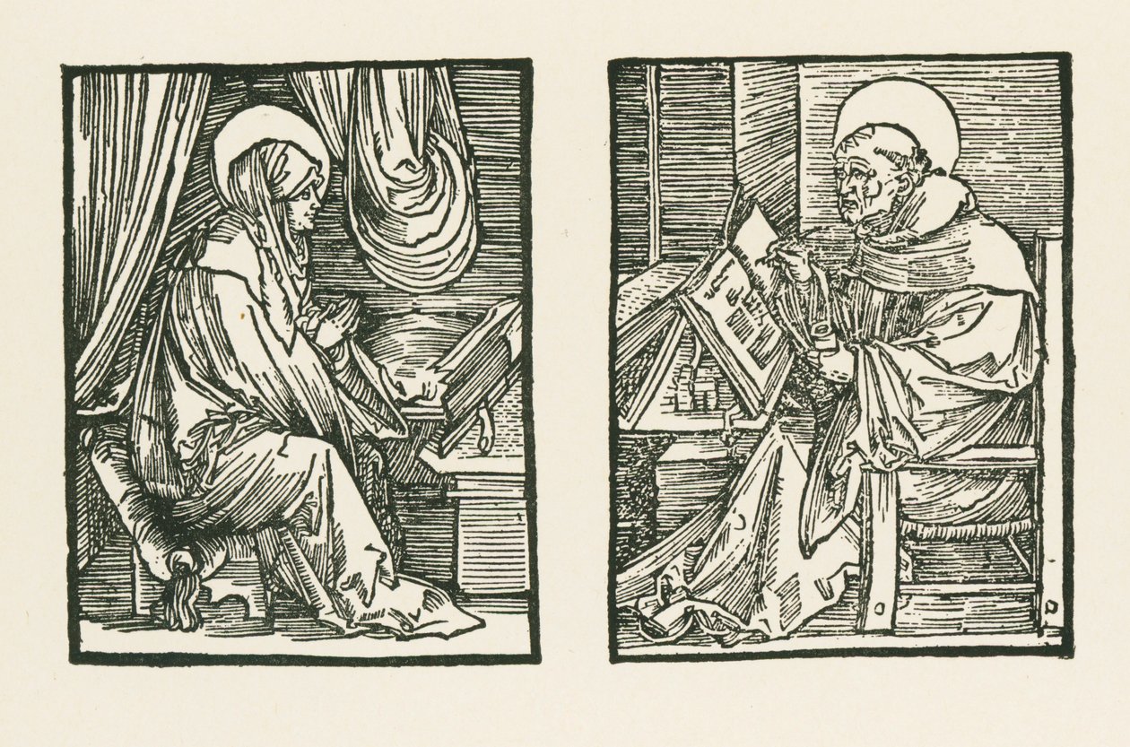 Pyhä Birgitta ja Pietari Almastrasta tekijältä Albrecht Dürer or Duerer