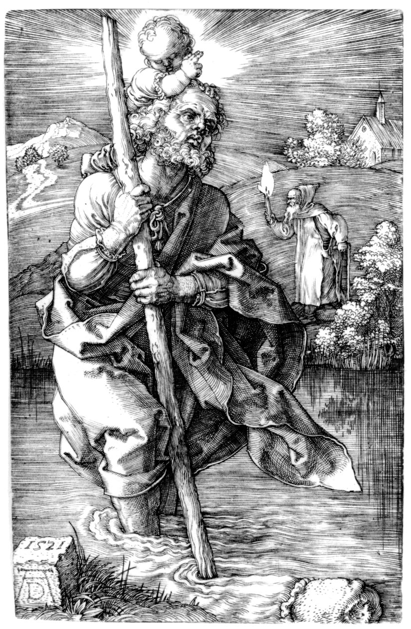 Pyhä Christopher kasvot oikealle tekijältä Albrecht Dürer