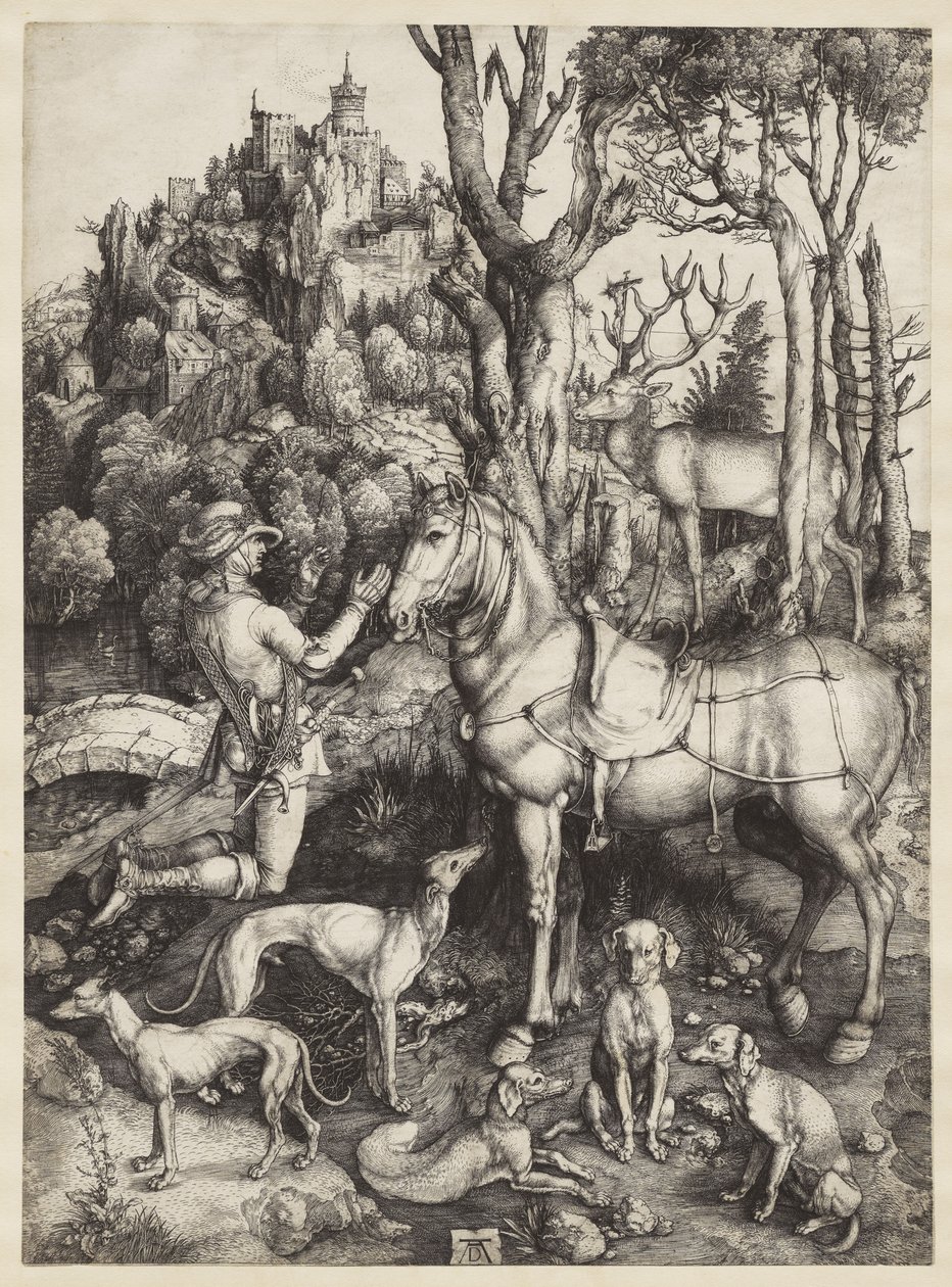 Saint Eustace, noin 1501 tekijältä Albrecht Dürer