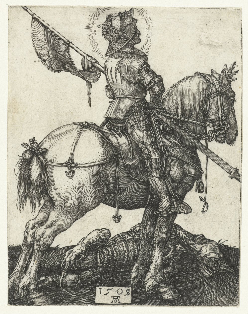 Pyhä Yrjö ja kuoleman lohikäärme tekijältä Albrecht Dürer or Duerer